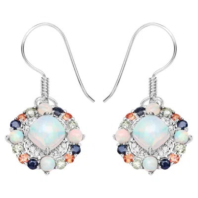Pre-owned 1stdibs Natural Ethiopian Opal Dangle Earrings Set With Multicolored Sapphires