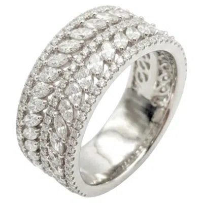 Pre-owned 1stdibs Natural Marquise Diamond 1.30cts & Diamond 0.55cts Ring In 18k Gold In Multi