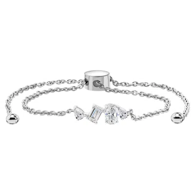 Pre-owned 1stdibs Natural Mixed Shape Diamond Bracelet 18k White Gold Adjustable Chain 1.02 Ct Si