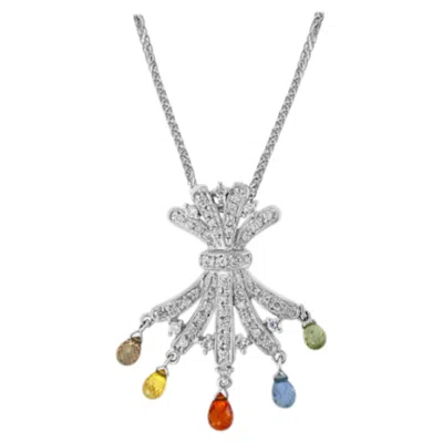 Pre-owned 1stdibs Natural Multi Sapphire 1.5cts Necklace In 18k White Gold