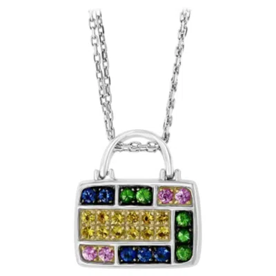 Pre-owned 1stdibs Natural Multi Sapphire 2.3cts Necklace In 18k White Gold