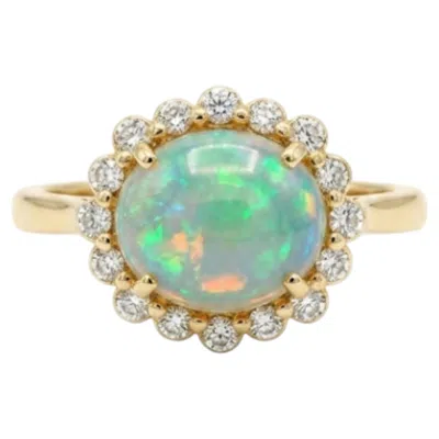 Pre-owned 1stdibs Natural Opal 1.05cts & Diamond 0.15cts Ring In 18k Gold In Multi