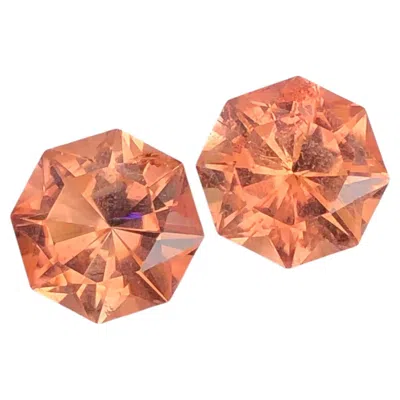 Pre-owned 1stdibs Natural Orange Tourmaline 2.55 Ct Octagon Cut Loose Gemstone Pair For Earrings
