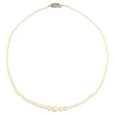 Pre-owned 1stdibs Natural Pearl Necklace With White Gold & Platinum, Circa 1910