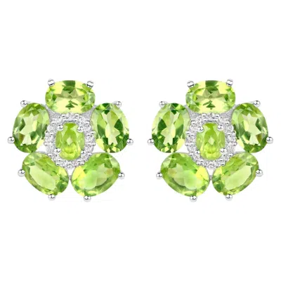 Pre-owned 1stdibs Natural Peridot And White Topaz Floral Earrings 9.3 Carats