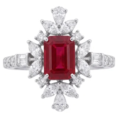 Pre-owned 1stdibs Natural Ruby 1.08cts & Diamond 0.75cts Ring In 18k Gold In Multi