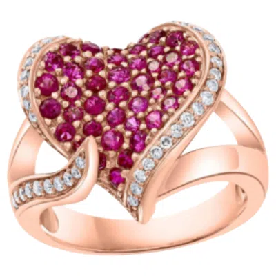 Pre-owned 1stdibs Natural Ruby 2cts & Diamond 0.75cts Ring 18k Rose Gold In Red