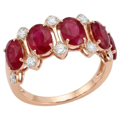 Pre-owned 1stdibs Natural Ruby 4.15cts & Diamond 0.45cts Ring In 14k Gold In Multi