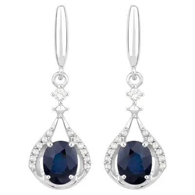 Pre-owned 1stdibs Natural Sapphire Earrings With Diamonds 0.82 Carats 14k White Gold