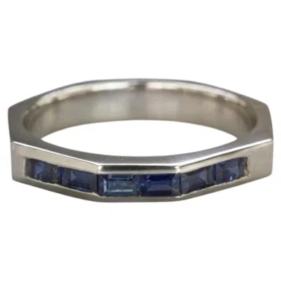 Pre-owned 1stdibs Natural Sapphire Platinum Channel Set Wedding Band In Blue