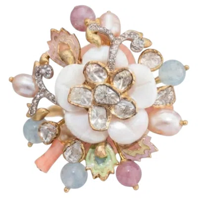 Pre-owned 1stdibs Natural Semi Precious, & Diamond Ring In 14k Gold In Multi