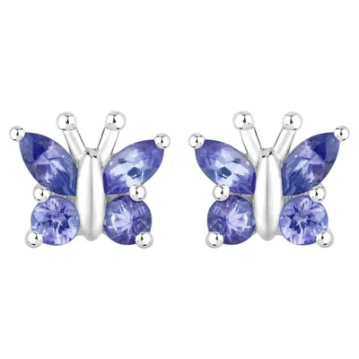 Pre-owned 1stdibs Natural Tanzanite Butterfly Earrings 0.92 Carats Sterling Silver In Multi