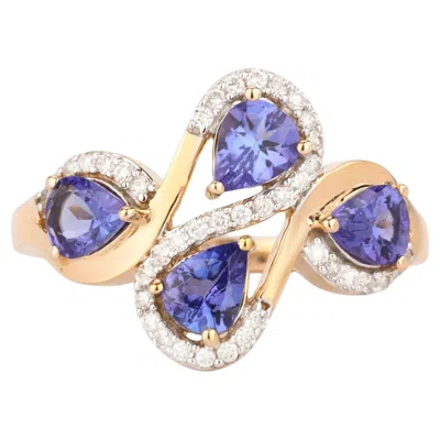 Pre-owned 1stdibs Natural Tanzanite Ring With Diamonds 1.3 Carats 9k Yellow Gold