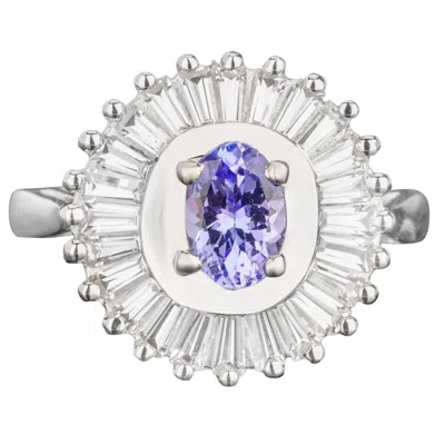 Pre-owned 1stdibs Natural Tanzanite Ring With White Topaz 2.19 Carats Sterling Silver