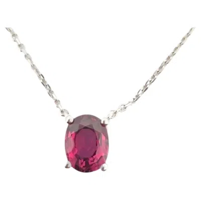 Pre-owned 1stdibs Natural Unheated Red Ruby Necklace Pendant 1.21ct Mozambique Oval 14k Gold