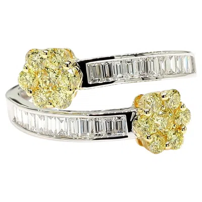 Pre-owned 1stdibs Natural White Baguette And Yellow Diamond 1.15 Carat Tw Gold Cocktail Band
