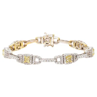 Pre-owned 1stdibs Natural Yellow Cushion Diamond 4.30 Carat Tw Gold Tennis Bracelet