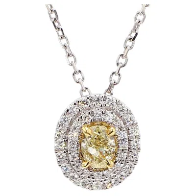 Pre-owned 1stdibs Natural Yellow Oval Diamond 0.64 Carat Tw Gold Drop Pendant