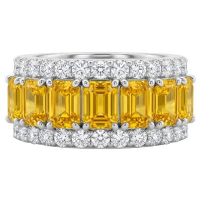 Pre-owned 1stdibs Natural Yellow Sapphire 3.30cts & Diamond 0.75cts Ring In 14k Gold