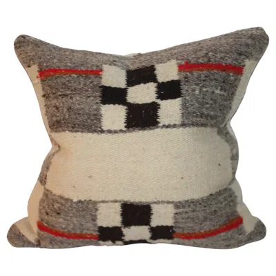 Pre-owned 1stdibs Navajo Indian Weaving Folky Pillow In Gray