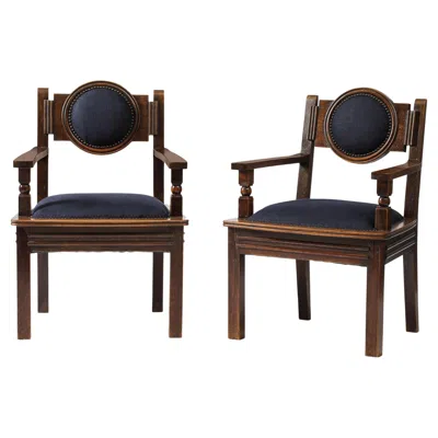 Pre-owned 1stdibs Navy Linen Side Chair By Etienne Kohlmann, France, C. 1940s In Blue