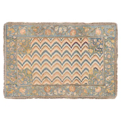 Pre-owned 1stdibs Nazmiyal Collection Flame Stitch Antique Italian Silk Textile 3'10" X 6' In Red