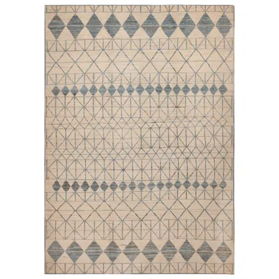 Pre-owned 1stdibs Nazmiyal Collection Geometric Design Central Asian Rug. 10 Ft 2 In X 14 Ft 3 In In Sand