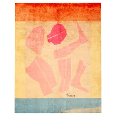 Pre-owned 1stdibs Nazmiyal Collection Vintage Abstract Art Rug Signed Ernest Trova 7ft 10in X 9ft In Orange