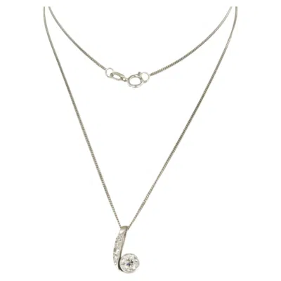 Pre-owned 1stdibs Necklace And Art Nouveau Pendant With Diamonds Up To 0.60ct 14k White Gold