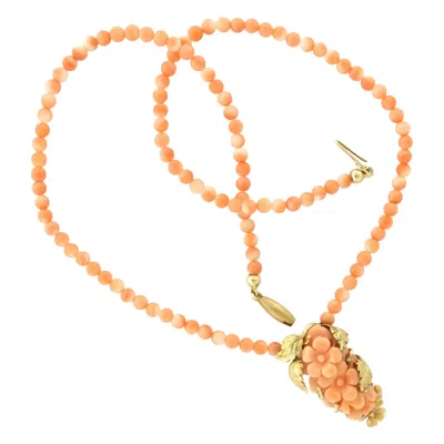 Pre-owned 1stdibs Necklace And Pendant With Coral 14k Yellow Gold 12.7 Grams