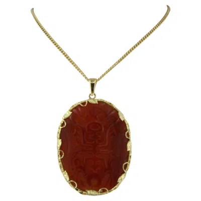 Pre-owned 1stdibs Necklace And Pendant With Jade 18.3 Grams 14k Gold In Green