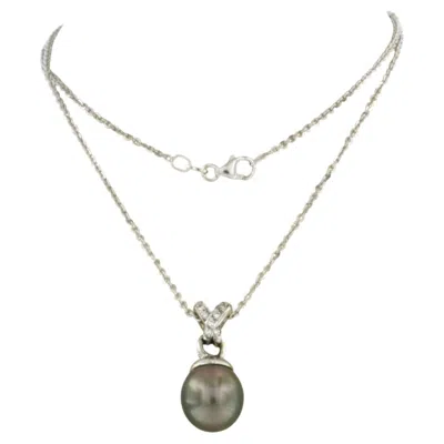 Pre-owned 1stdibs Necklace And Pendant With Tahiti Pearl And Brilliant Cut Diamonds 18k Gold In Multi