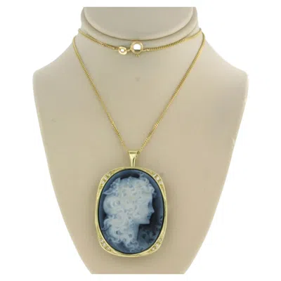 Pre-owned 1stdibs Necklace With Pendant Set With Blue Sardonyx And Diamond - 14k Gold - 44 Cm