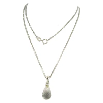 Pre-owned 1stdibs Necklace With Pendant With Rock Crystal And Diamond 0.10 Ct - 14k Gold - 42 Cm In Multi