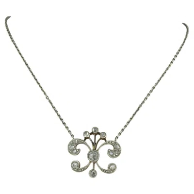 Pre-owned 1stdibs Negligee Necklace Set With Rose Cut Diamonds 0.35 Ct - 14k Gold With Silver In Red