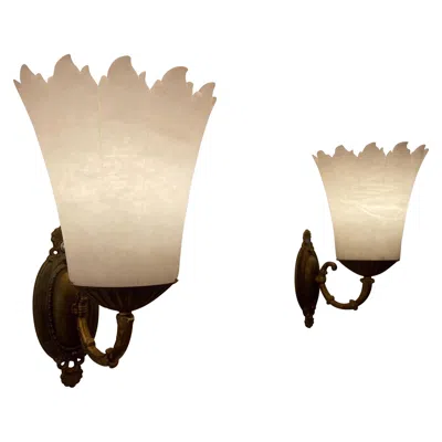 Pre-owned 1stdibs Neoclassical Alabaster Torch Sconces, Bronze Armature, Sweden, 1920 In Gold