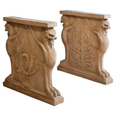 Pre-owned 1stdibs Neoclassical Grand Tour Griffin Bases Of Italian Terra Cotta In Brown