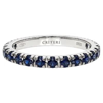 Pre-owned 1stdibs New 18k White Gold 0.95ctw Blue Sapphire Eternity Stackable Band Ring