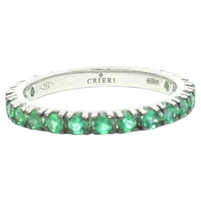 Pre-owned 1stdibs New 18k White Gold Black Rhodium 0.70ctw Emerald Stackable Eternity Band Ring