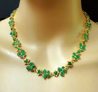 Pre-owned 1stdibs New 19.2 Carat Emerald 14k Yellow Gold Pl Sterling Necklace