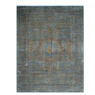 Pre-owned 1stdibs New Afghan Mamluk-style Medallion Rug, Hand-knotted Wool, 9'3"x12' In Gray