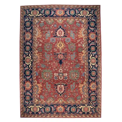 Pre-owned 1stdibs New Afghan Serapi-style Medallion Rug, Hand-knotted Wool, 9'11"x14'2" In Brown
