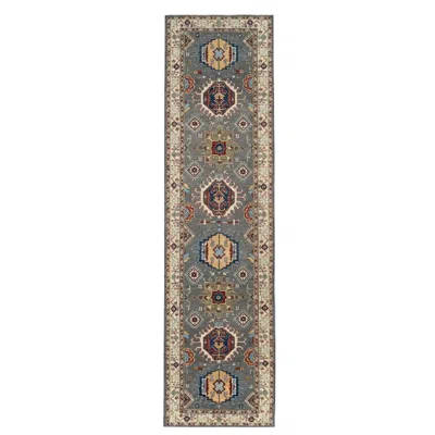 Pre-owned 1stdibs New Grey Afghan Serapi-style Runner Rug, Hand-knotted Wool, 3'x12' In Gray
