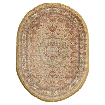 Pre-owned 1stdibs New Persian Tabriz Souf Rug In Silk And Gold Plated Threads - Size:13'4 X 9'7 In Brown