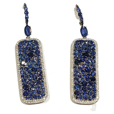 Pre-owned 1stdibs Nwt $16, 219 18kt Gold 11.50ct Rare Fancy Blue Sapphire Diamond Dangle Earrings