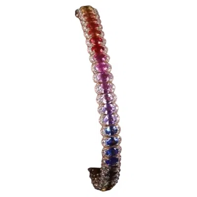 Pre-owned 1stdibs Nwt $40, 000 18kt Gold 20cts Fancy Glittering Multi Sapphire Diamond Bracelet In Blue