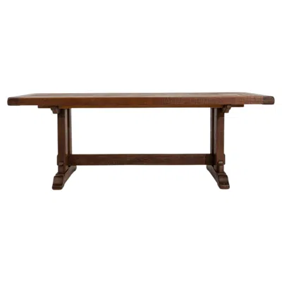 Pre-owned 1stdibs Oak Trestle Dining Table In Original Patina In Brown