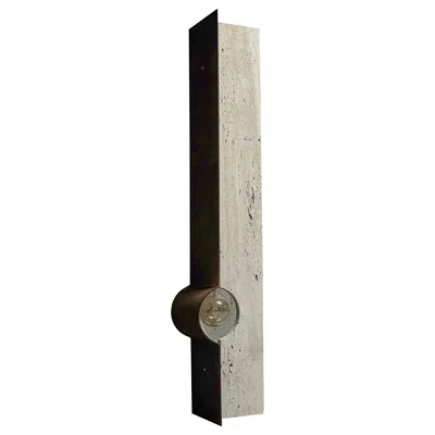 Pre-owned 1stdibs Oculus Ox Floor Lamp In Rough Iron & Travertine By D´ark Atelier In Transparent
