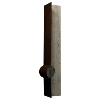 Pre-owned 1stdibs Oculus X Floor Lamp In Oxidized Iron & Travertine By D´ark Atelier In Black