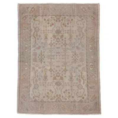 Pre-owned 1stdibs Off-grey Floral Garden Turkish Rug In Brown